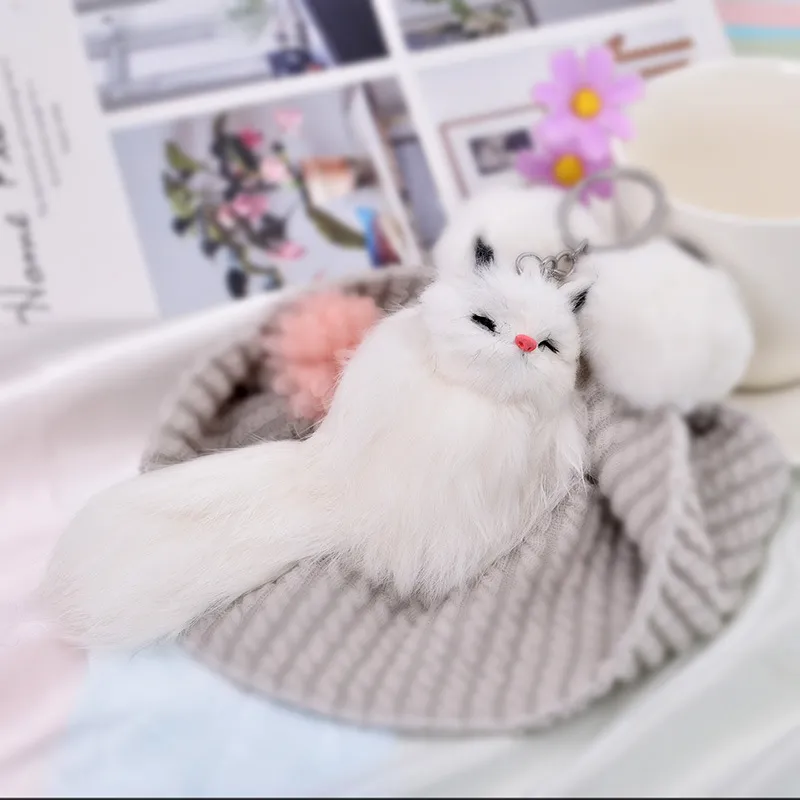 New Korean Plush Little Fox Keychain - White