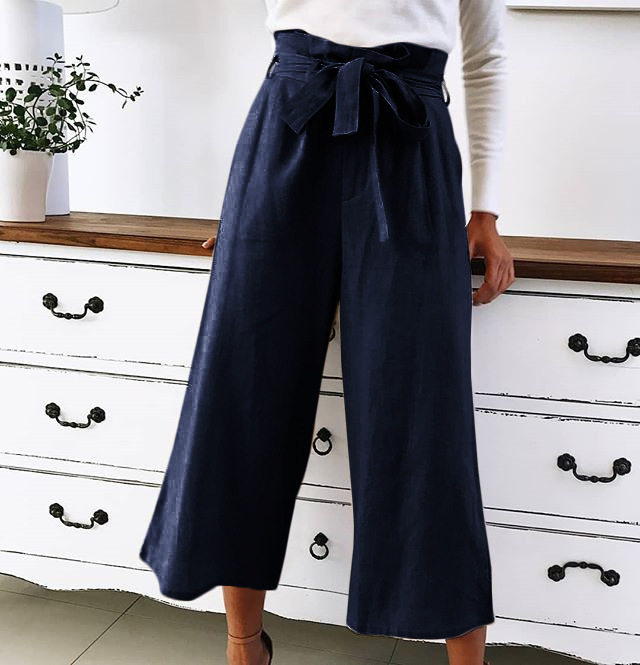 Title 4, Casual wide-leg pants solid color lace wild