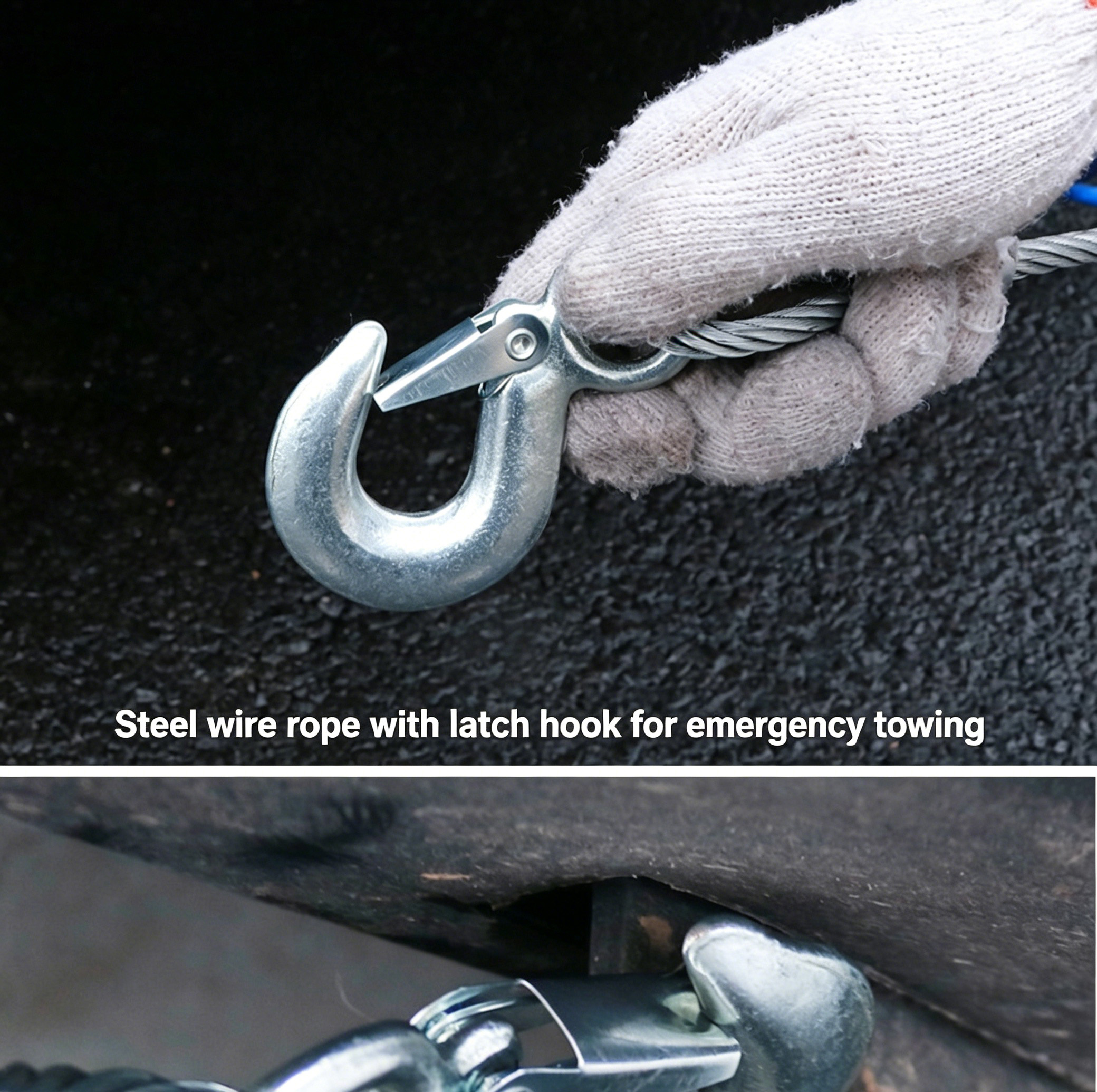 4M Steel Wire Tow Rope For Vehicles, Car Emergency Traction Cable 4