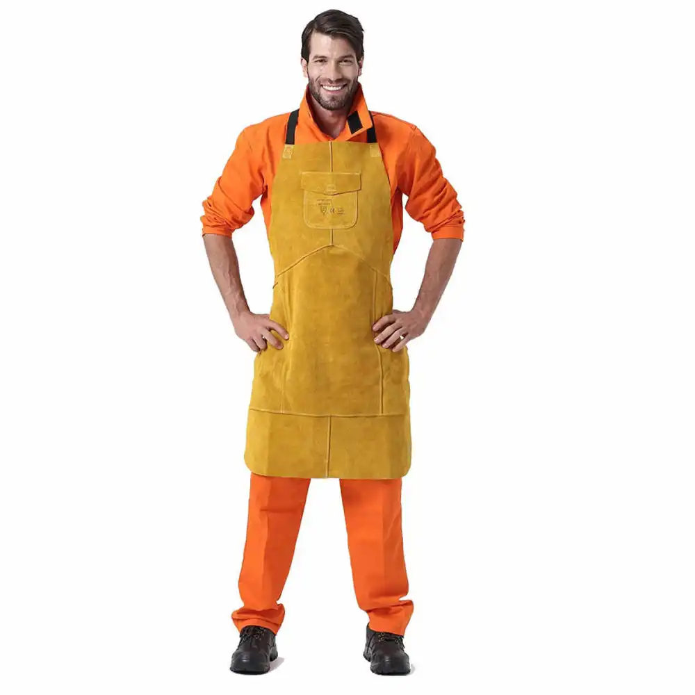 Brown Leather Breast Apron Wear Resistance Cut Insulation