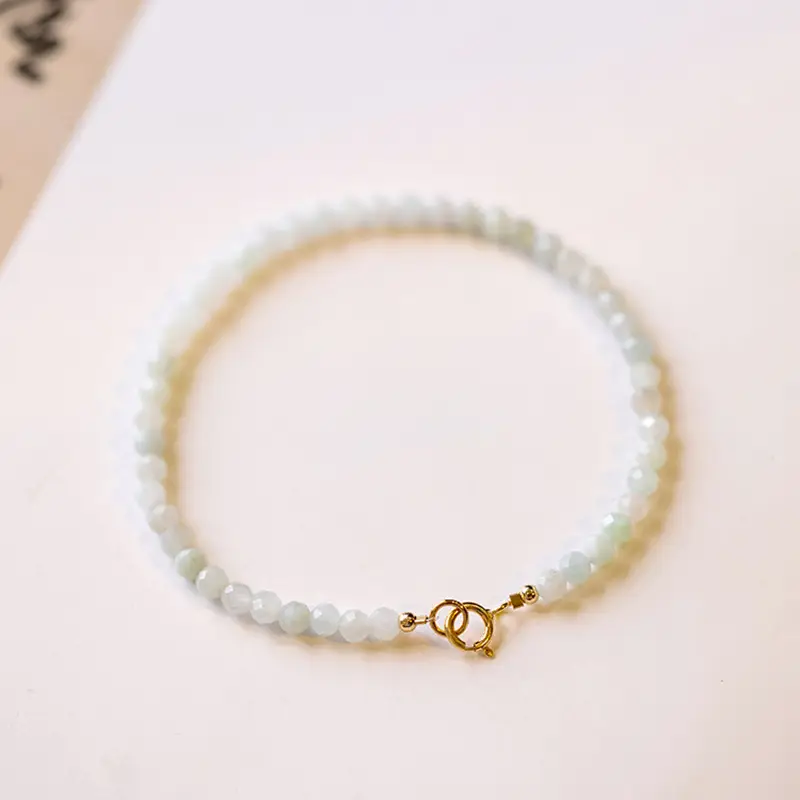 Literary Retro Burmese Jadeite Beaded Bracelet