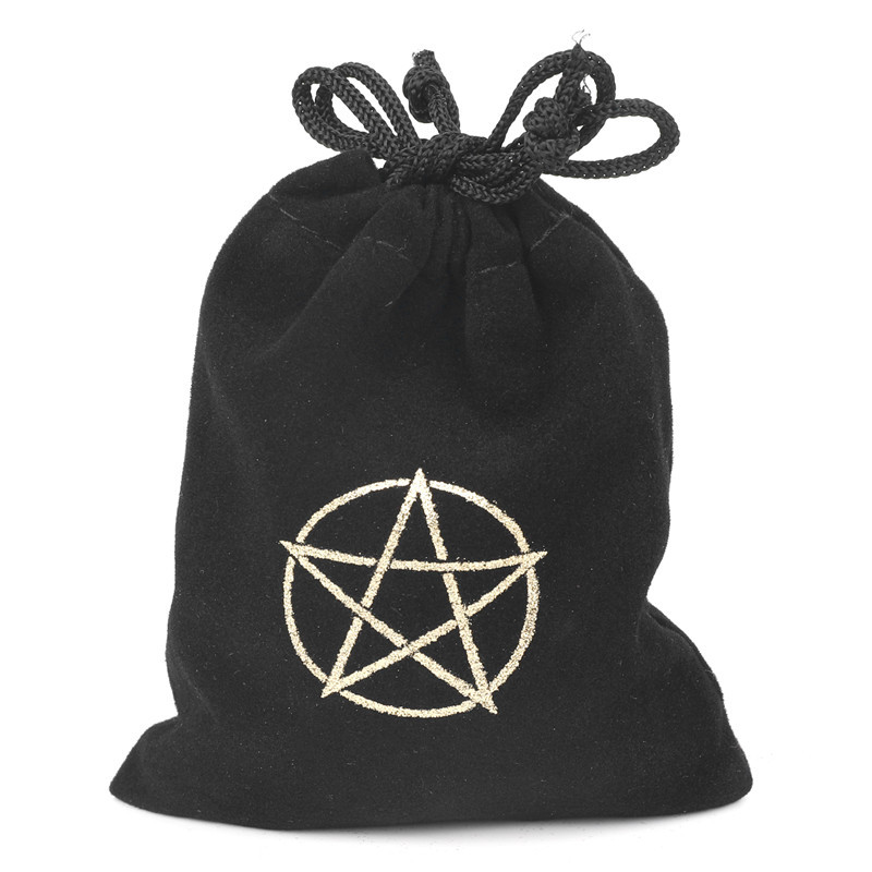 Title 3, Black Pentagram Symbol Drawstring Flannel Bag