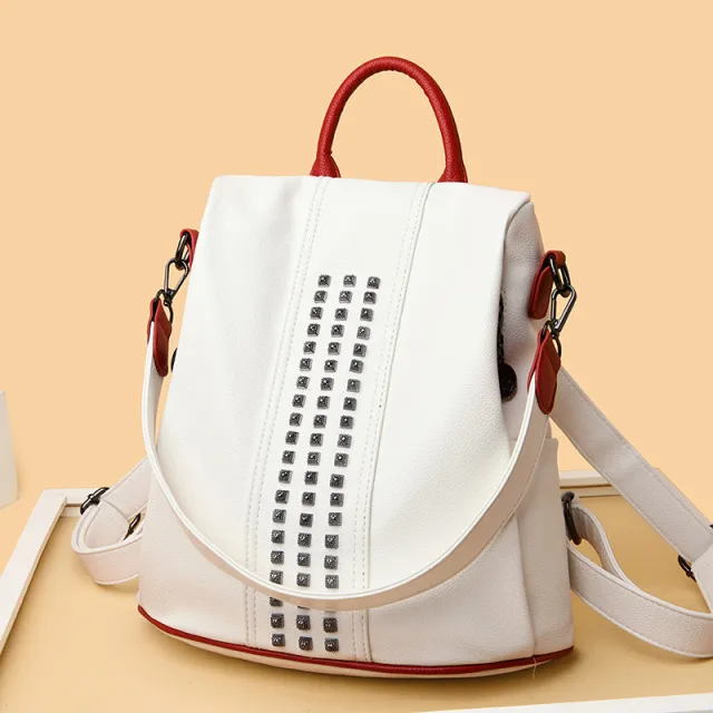 Single Shoulder Bag Multi purpose Travel Backpack Female Bag New Style Backpack Personalized Punk Handbag White - Shop at LoveMi
