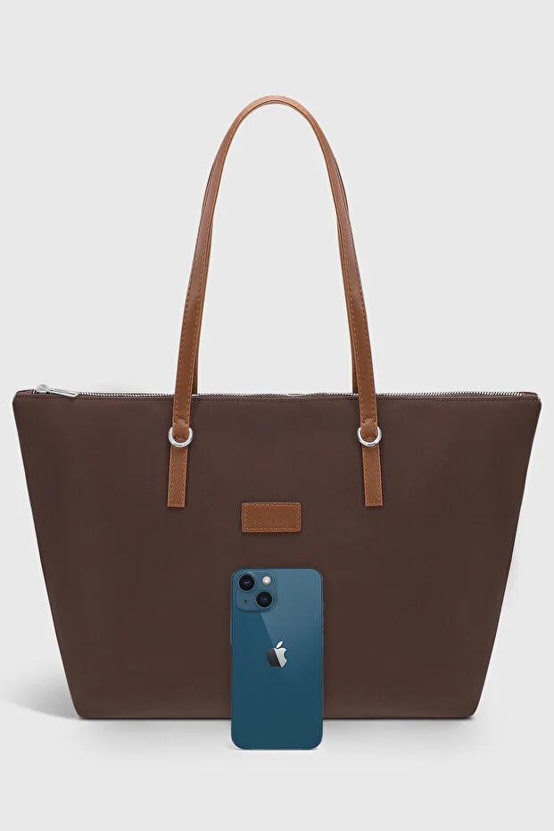 Brown Large Capacity Water Resistant Shopper Bag For Women