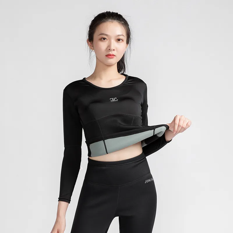 Women's Running Sweaty Yoga Clothes Pressure Hot Sweat Clothes Suit - Crew Neck Top