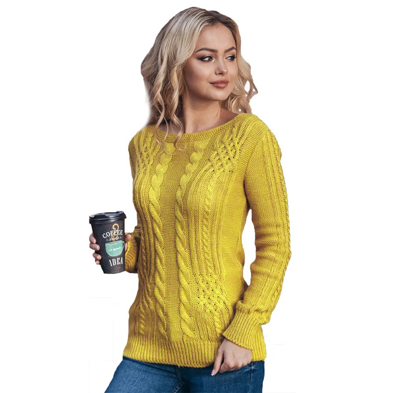 Title 2, Fluorescent Round Neck Twist Twist Casual Knitt...