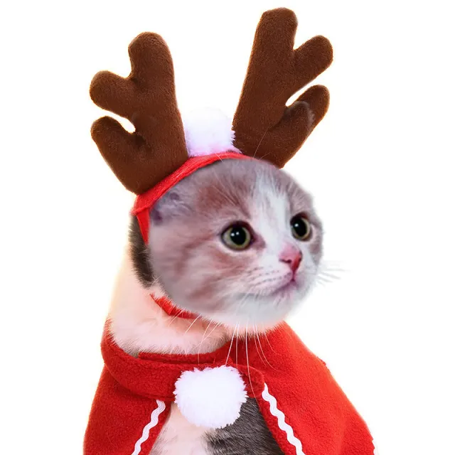 Funny Pet Dog Cat Costume Warm Hat Photo Props Headwear Red Hair Hoop - Shop at LoveMi