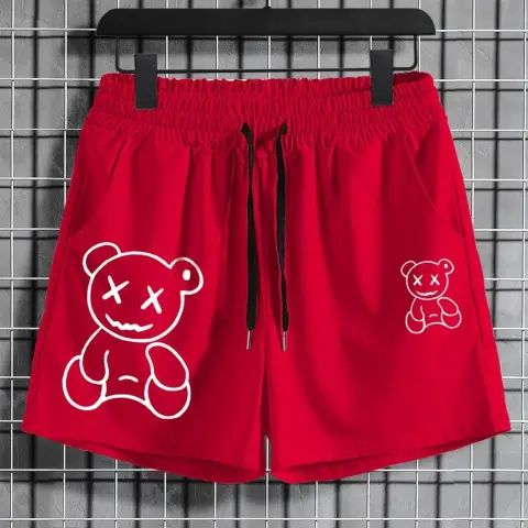 Cotton Printed Bear Shorts for Men