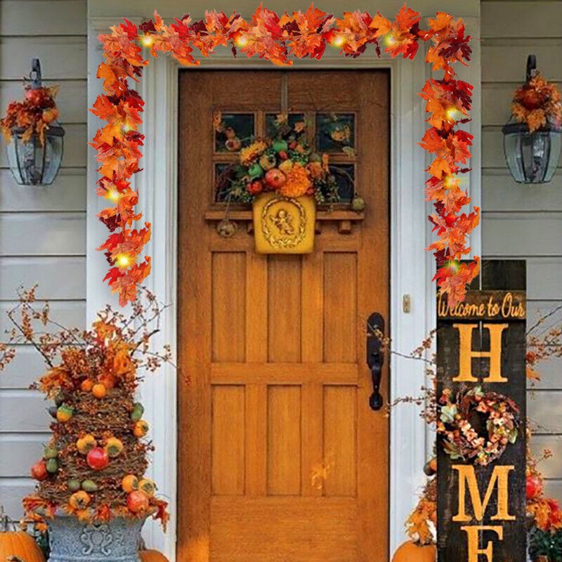 Autumn Fall Maple Leaves LED Lights Garland Hanging Plant Halloween Home Decor — image 8