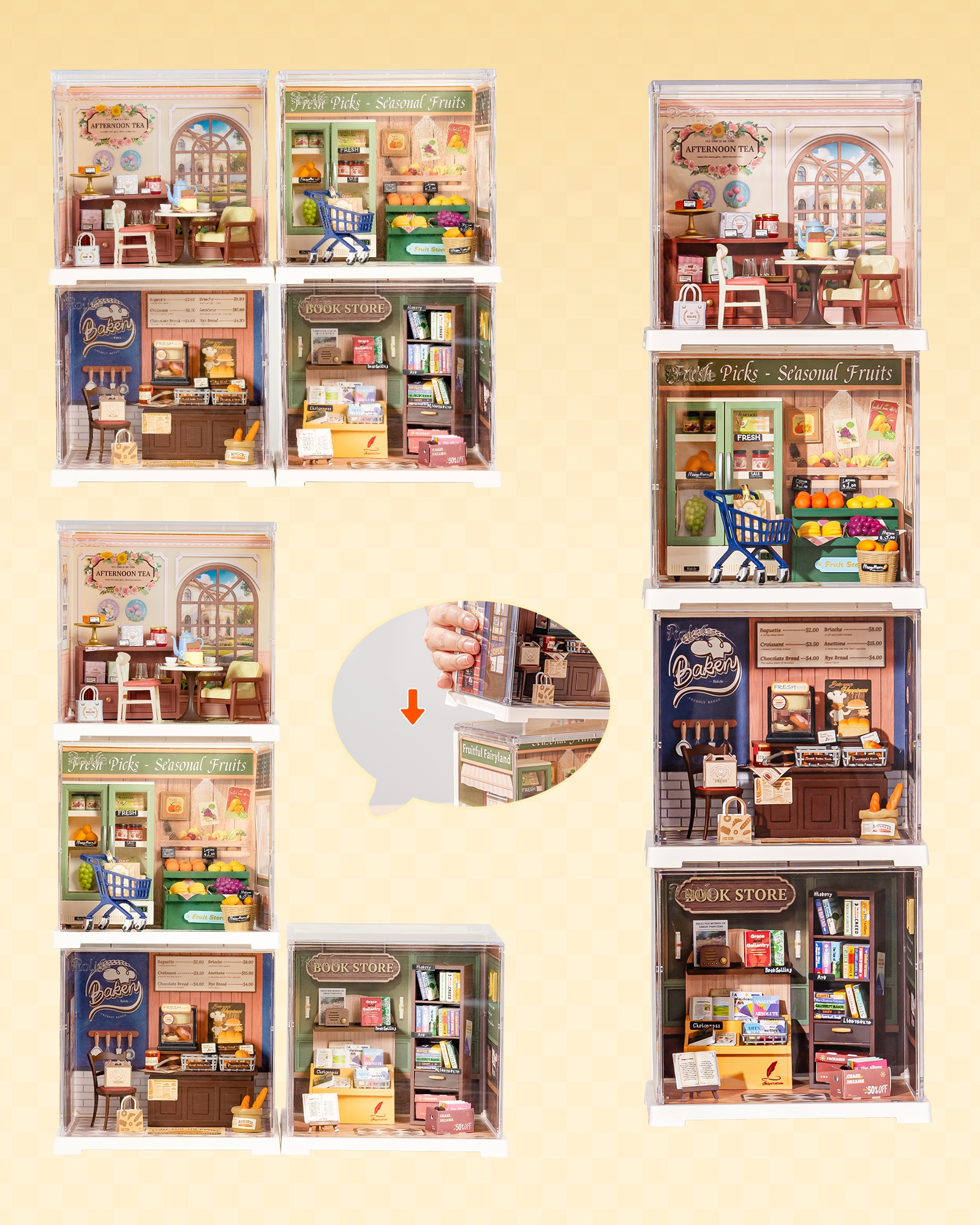 Rolife Super Creative DIY Plastic Mini House Set - 3D Puzzle With Dust Cover, Compatible With Mini Figures, Multiple Themes Available, Home Decor, Teen And Adult Gift