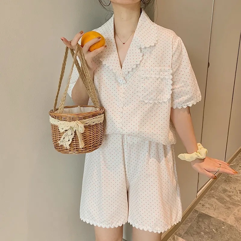 Women's New Loose Simple Polka Dot Loungewear Suit