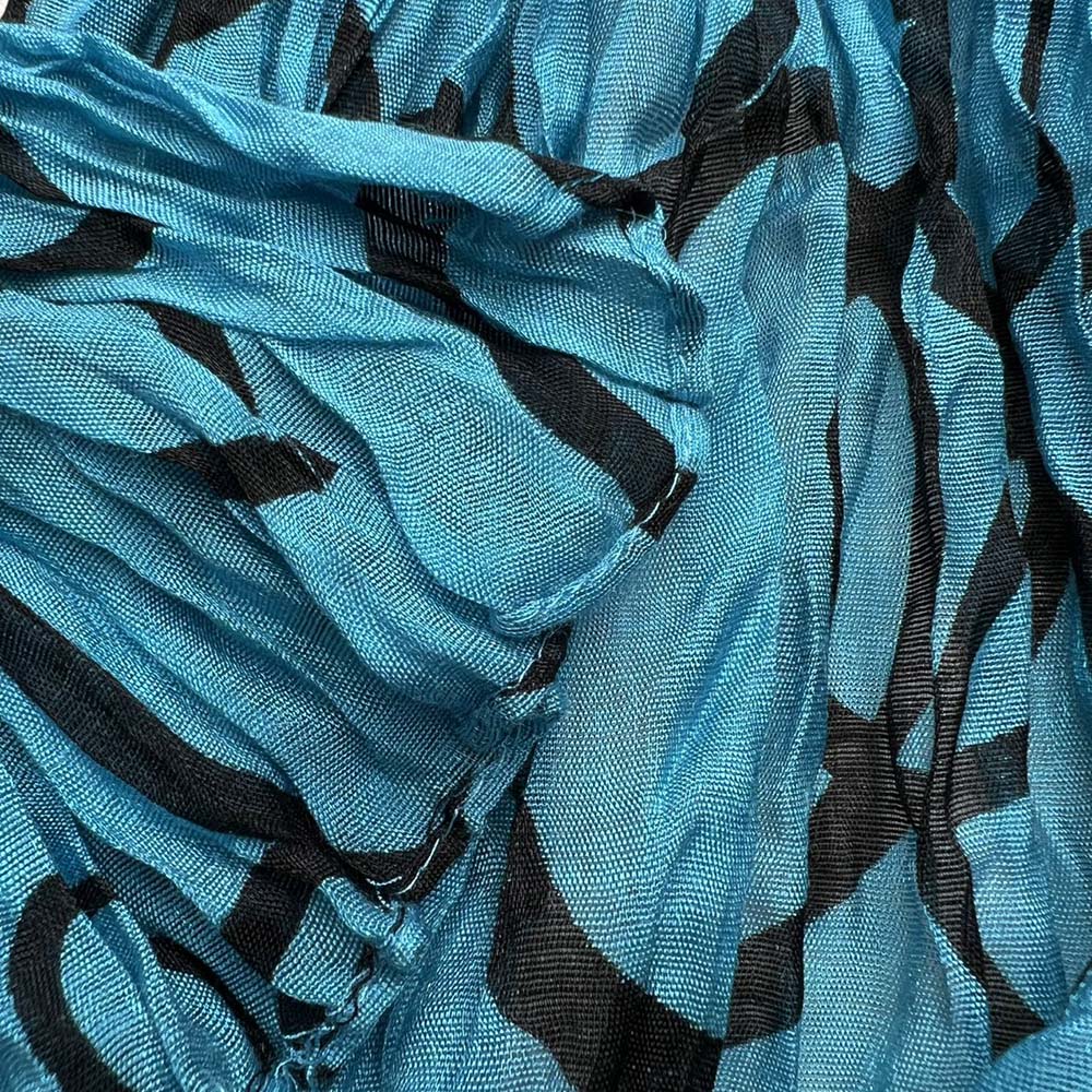 Turquoise Printed Crinkle Scarf, Use As Sarong Or Head Wrap,Beach Cover Up Scarf ,vacation,daily Life,evening Party,Office Appropriate Subtlety For Women Men - Women's Clothing