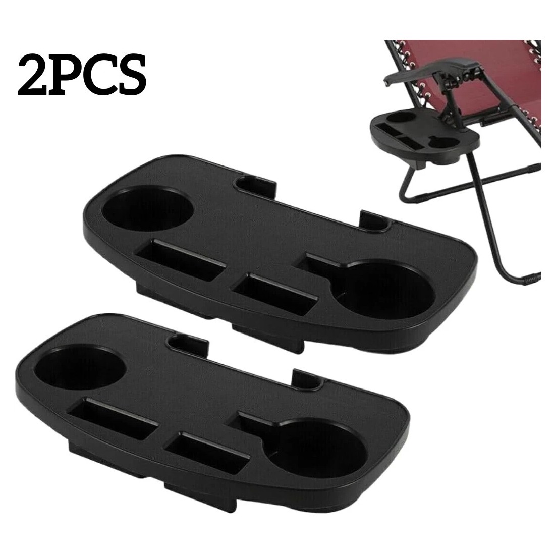 2PCS Clip On Camping Chair Side Table Cup Holder & Phone Storage Tray Outdoor UK