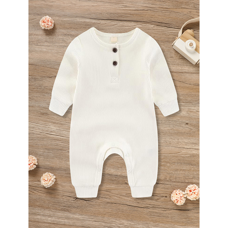 3-Pack Newborns Infants Baby Boys & Girls Long Sleeve Ribbed Romper Soft Button Front Jumpsuit — foto 7