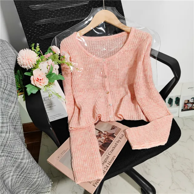 Women's Simple Style Knitted Cardigan In Autumn And Winter Pink - Shop at LoveMi