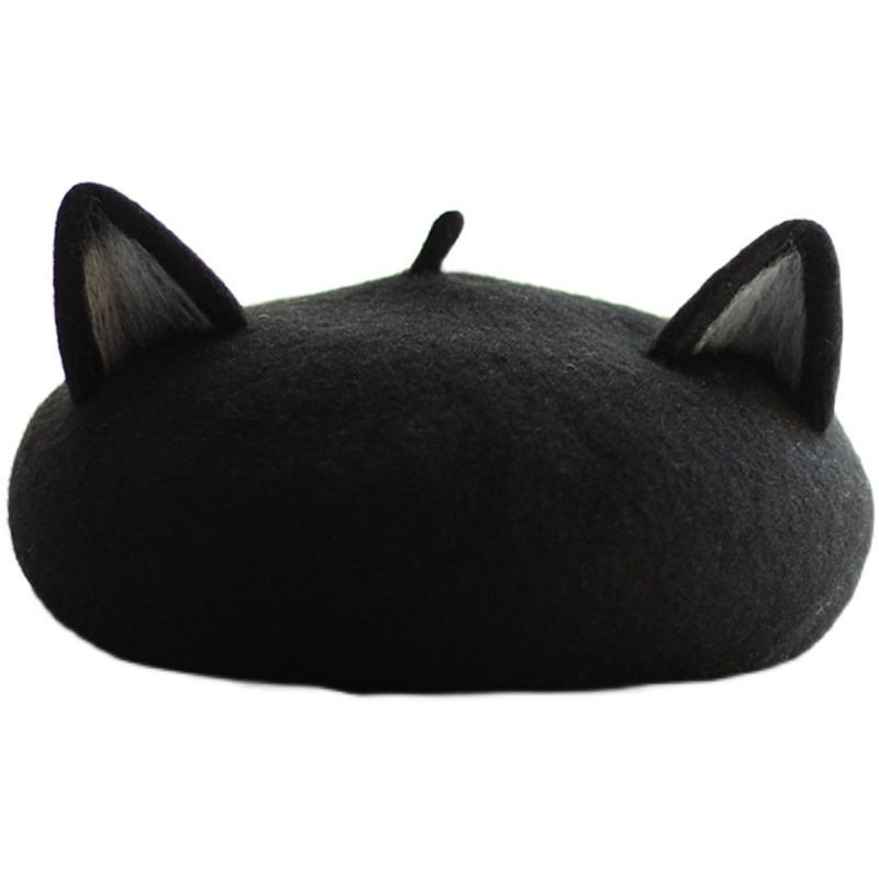 Painter Hat Wool Felt Three-dimensional Cat Ears Beret