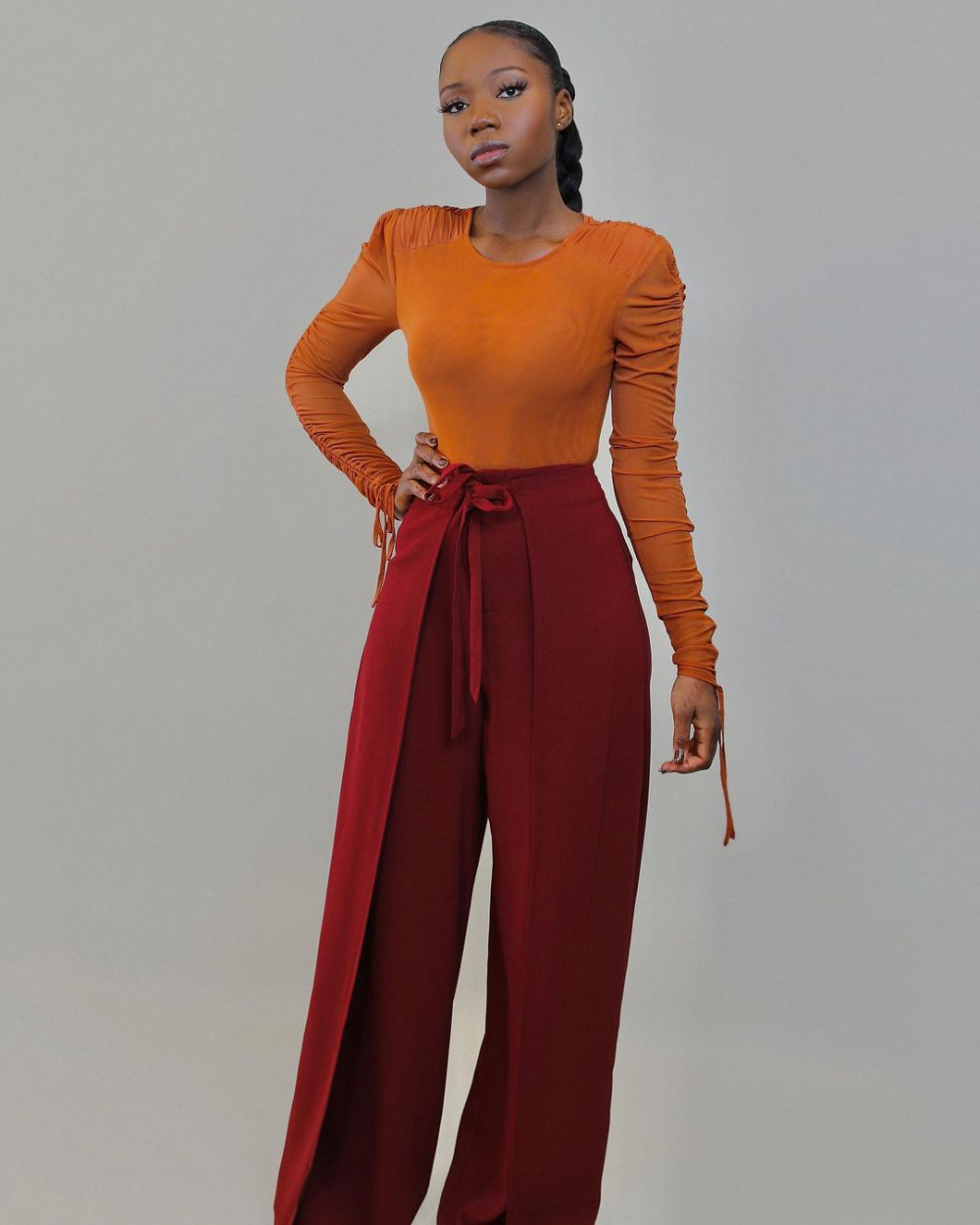 Title 2, Stand-alone Draping Wide Leg Trousers Belt Soli...