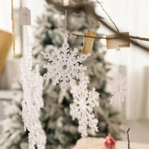 Christmas Decoration Acrylic Transparent Snowflake Tree Pendant DIY Decor