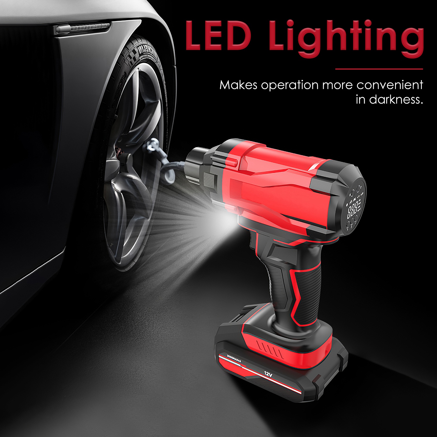 1Pc 150PSI Cordless Car Tire Inflator Rechargeable  2V Portable Electric Air Compressor With LED Light For Car Bike Motorcycle Ball — foto 7