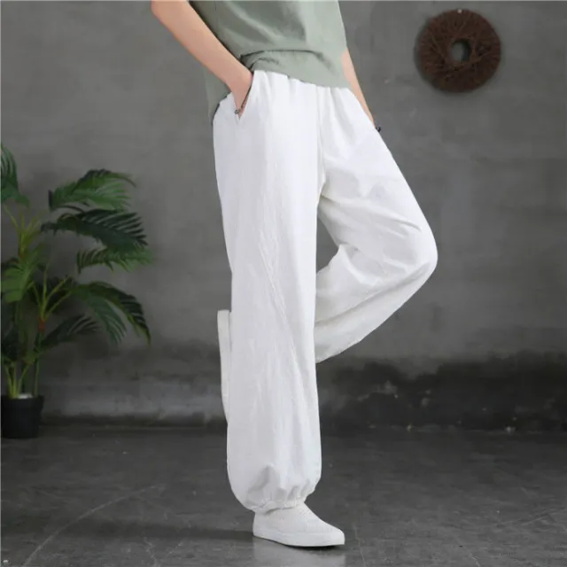 Women's New Art Retro Loose Relaxed Pants White - Shop at LoveMi