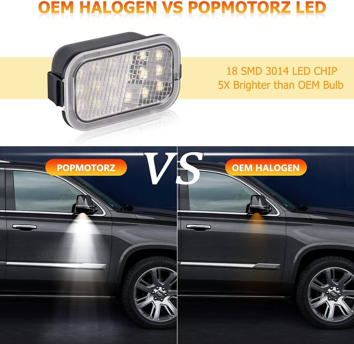 2X LED Side Mirror Puddle Lights For 07-14 Yukon Sierra Tahoe Avalanche Escalade — foto 2