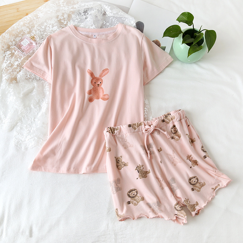 Summer Ladies  And Cute Casual Short Sleeved Shorts Home Service