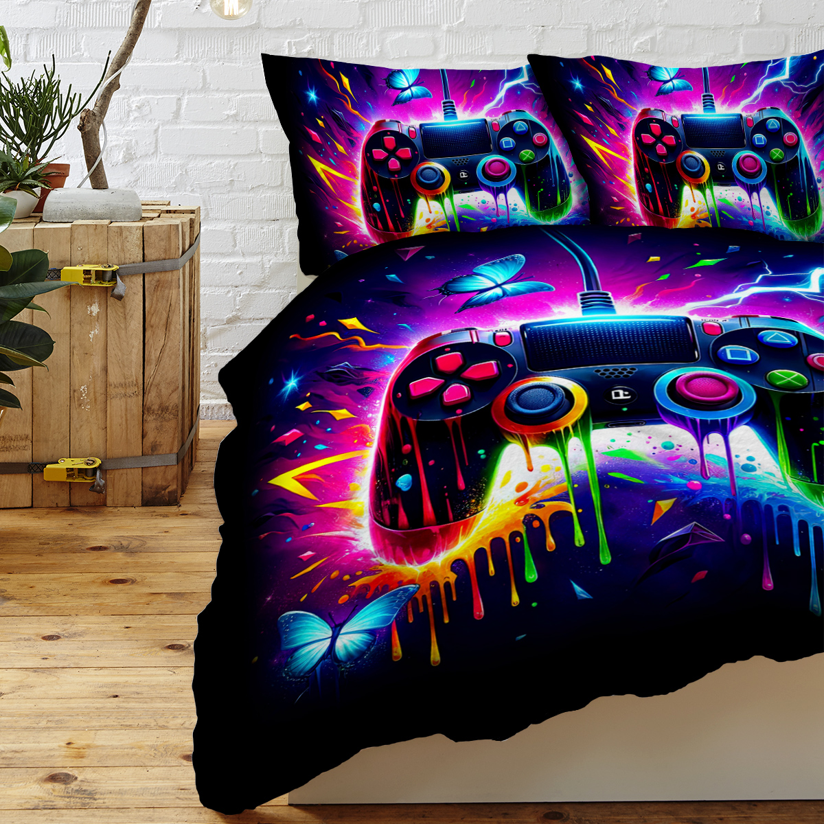 3PCS Gamer Gaming Bedding Sets 3D Gamepad Duvet Cover Sets For Boys Games... 2