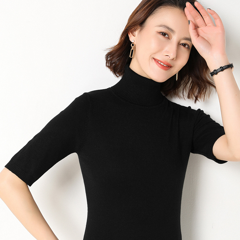 Short-sleeved Sweater Knit Pullover Five-point Sleeve Bottoming Shirt