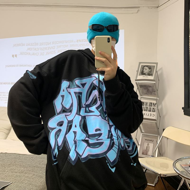 Men's Loose Hooded Couple's Plus Size Coat Hip Hop Sweater