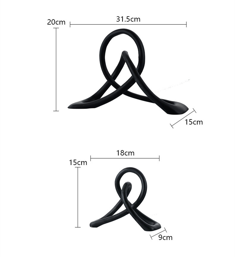 Title 1, Simple And Modern Black Resin Twisted Knot Abst...