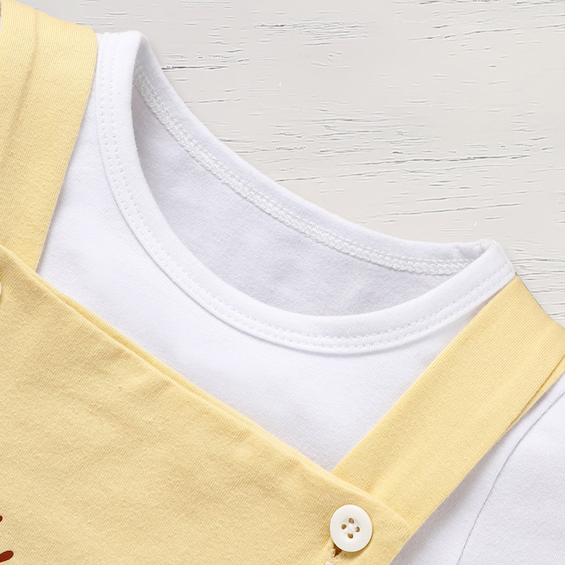 Infant Baby Boy Gentleman Outfit Summer Short Sleeve Crew Neck T Shirt First Birthday Suspender Romper Jumpsuit Set — view 4