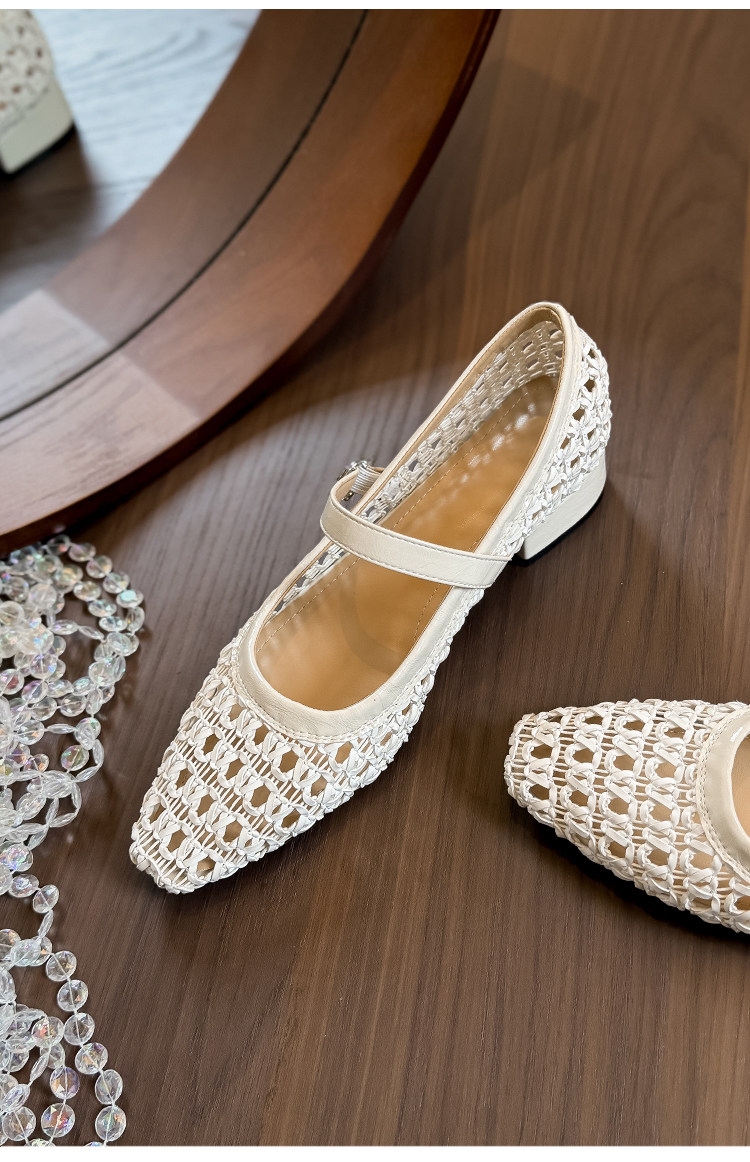 Woven Square Toe Mary Jane Sandals, picture 2 of 3