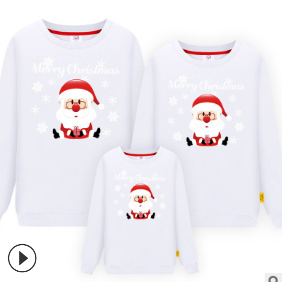 Santa Claus Print Crew Neck Sweater For A Family Of Three