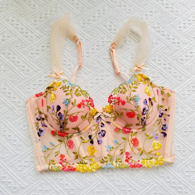 Women's Fishbone Corset Suspenders Lace Slim Embroidered Flower - Shop at LoveMi