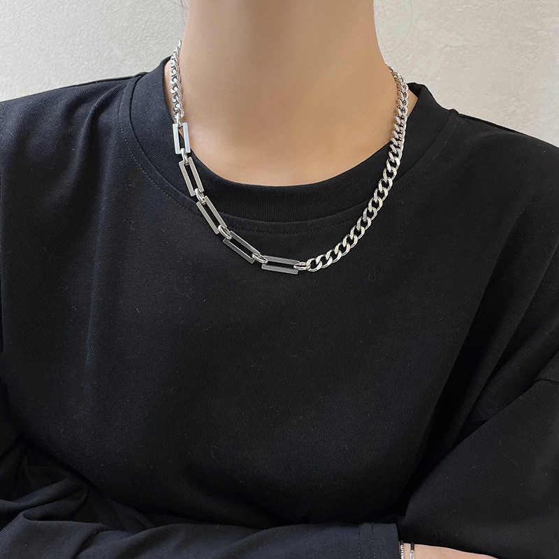 Women's Cuban Titanium Steel Stitching Sweater Necklace