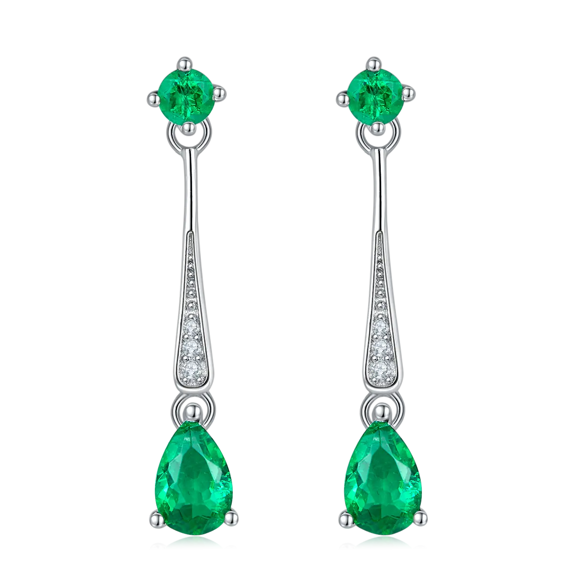 S925 Silver 1.7g Lab-Created Emerald Drop Earrings