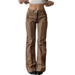 Gradient Washed Jeans Retro Women's Clothing - Khaki - View 1
