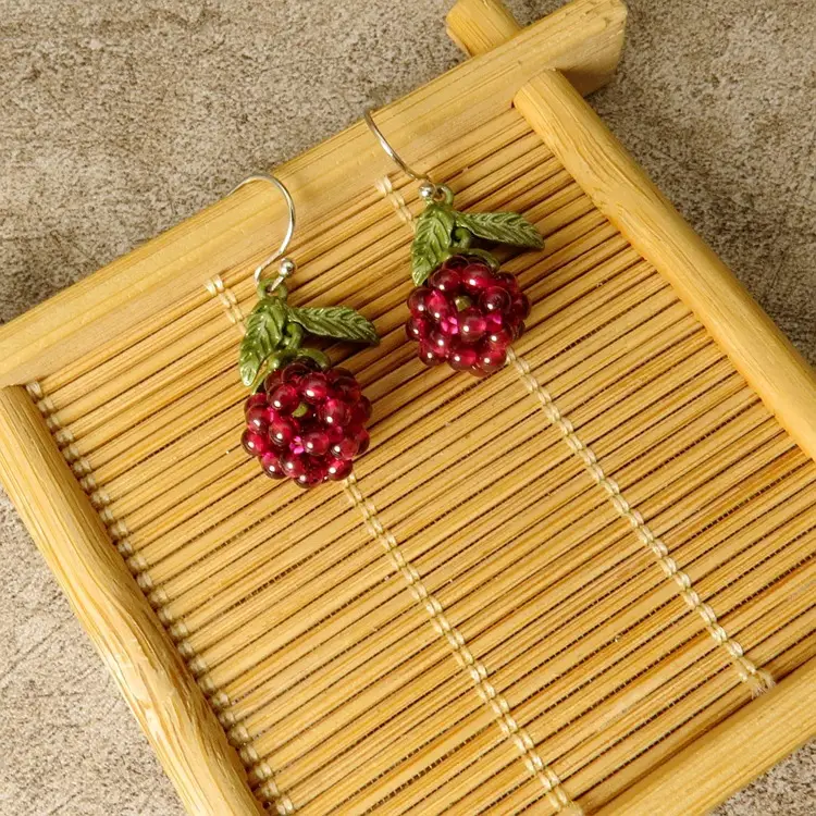 Raspberry Vintage Lacquer Earrings Garnet