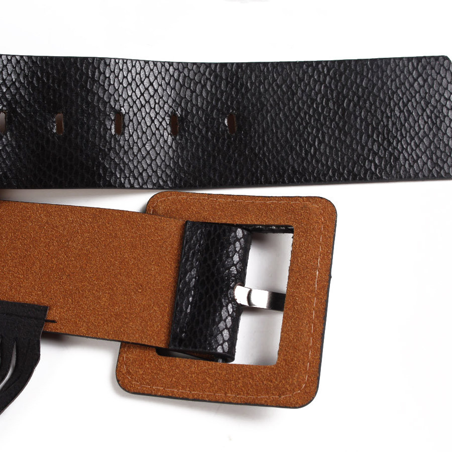 Fringed Belt Wild Snakeskin Pattern Decorative Girdle