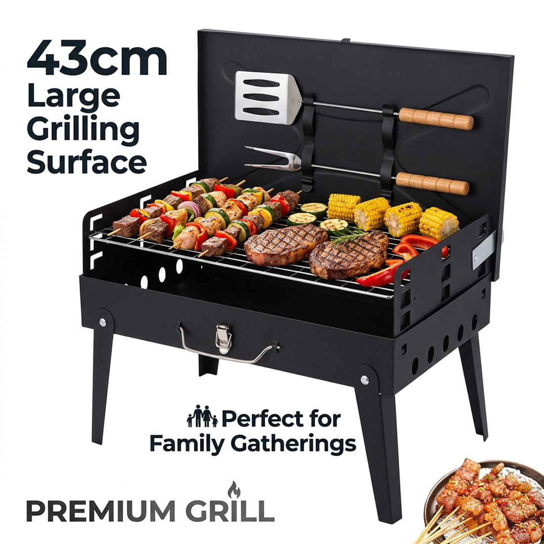 Portable Folding Charcoal BBQ Barbecue Camping Grill Travel Picnic Outdoor UK — foto 3