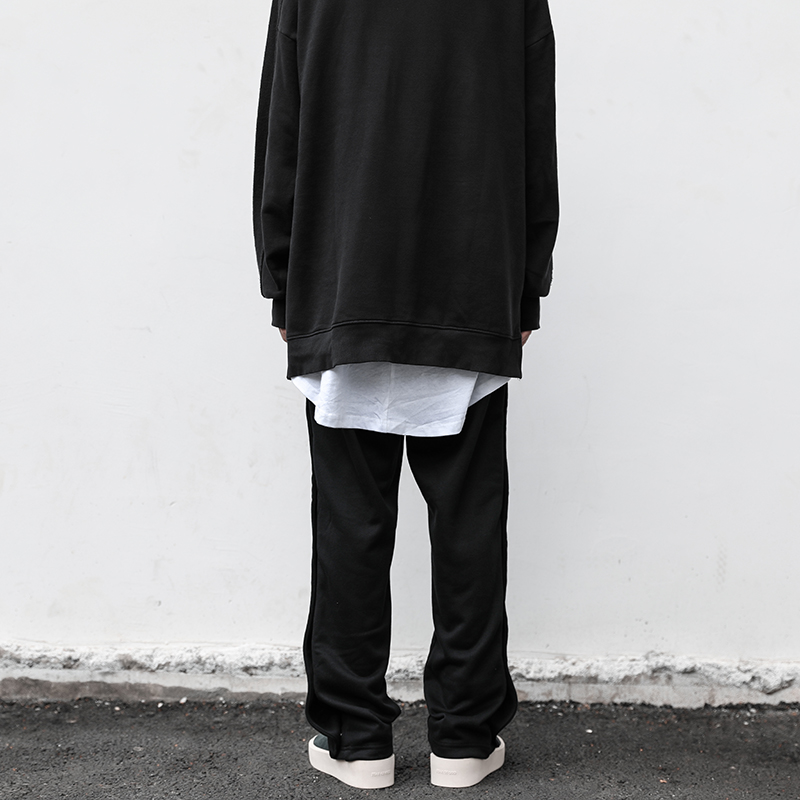 Sport Side Button Slit Straight Loose Lounge Pants