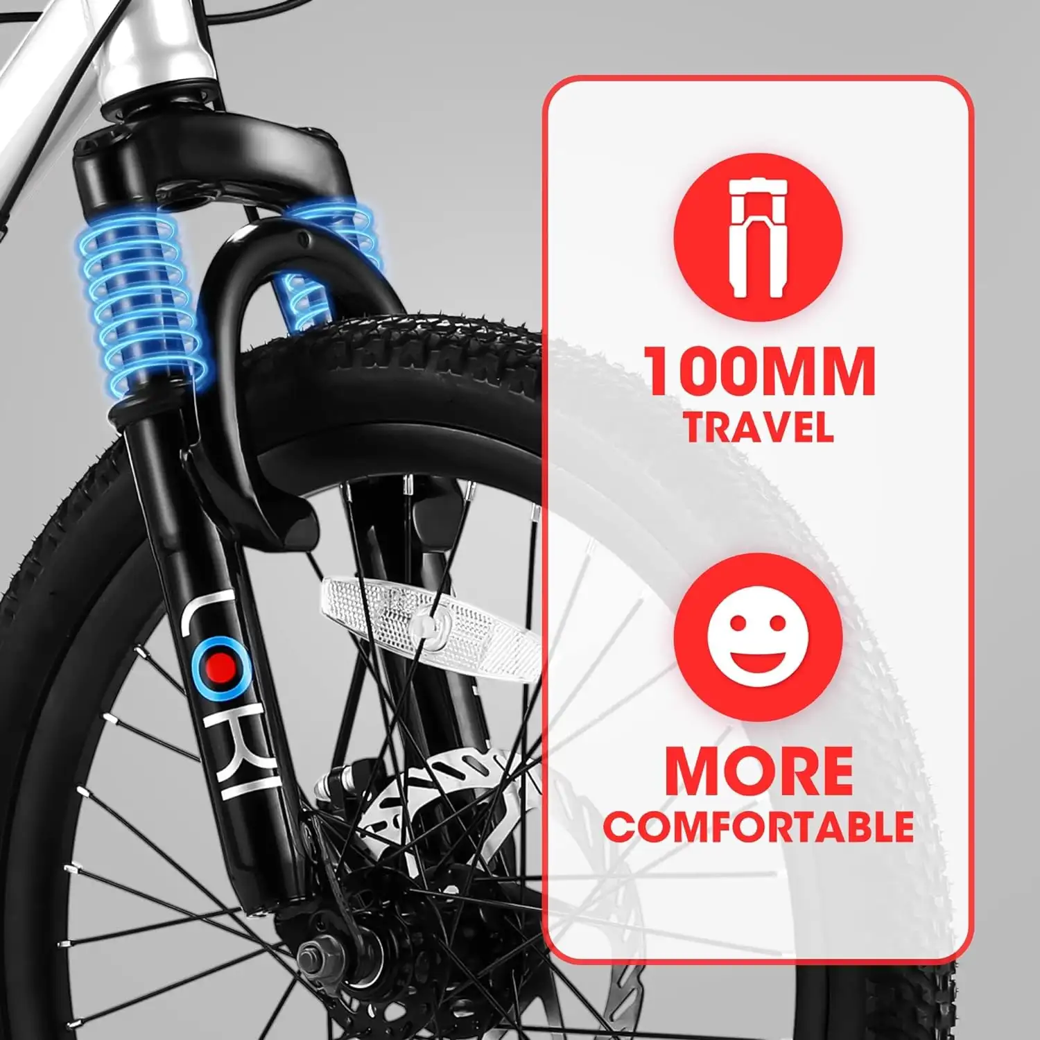 S20101 20 Inch Kids' Bike, Boys Girls Mountain Bike Ages 6-12, 7 Speed Teenager Children Kids' Bicycles, Front Suspension Disc Brake Rear V-Brake, High Steel Fr