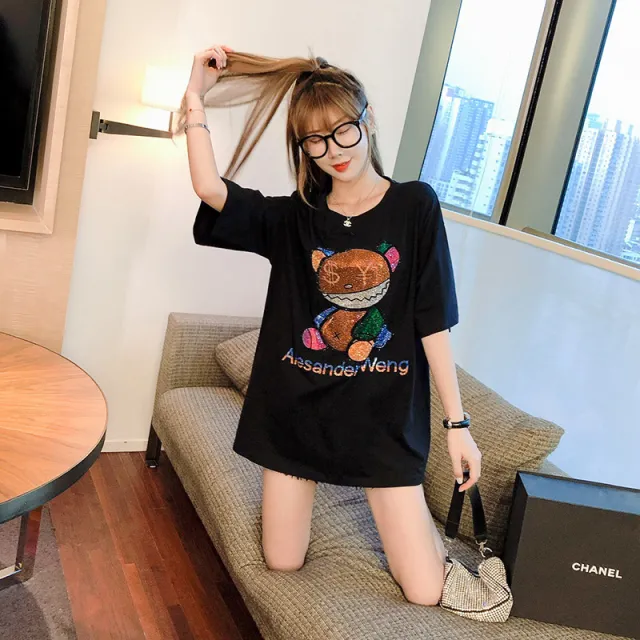 Heavy Industry Hot Drill Bear Short Sleeve T shirt Women Black - Shop at LoveMi