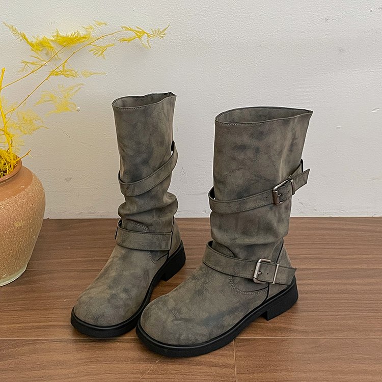 Mid Calf Slouch Boots