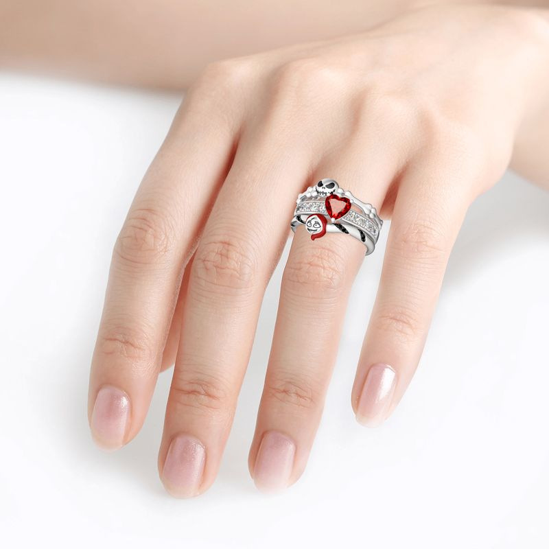 Funny Heart Shaped Red Zircon Ring