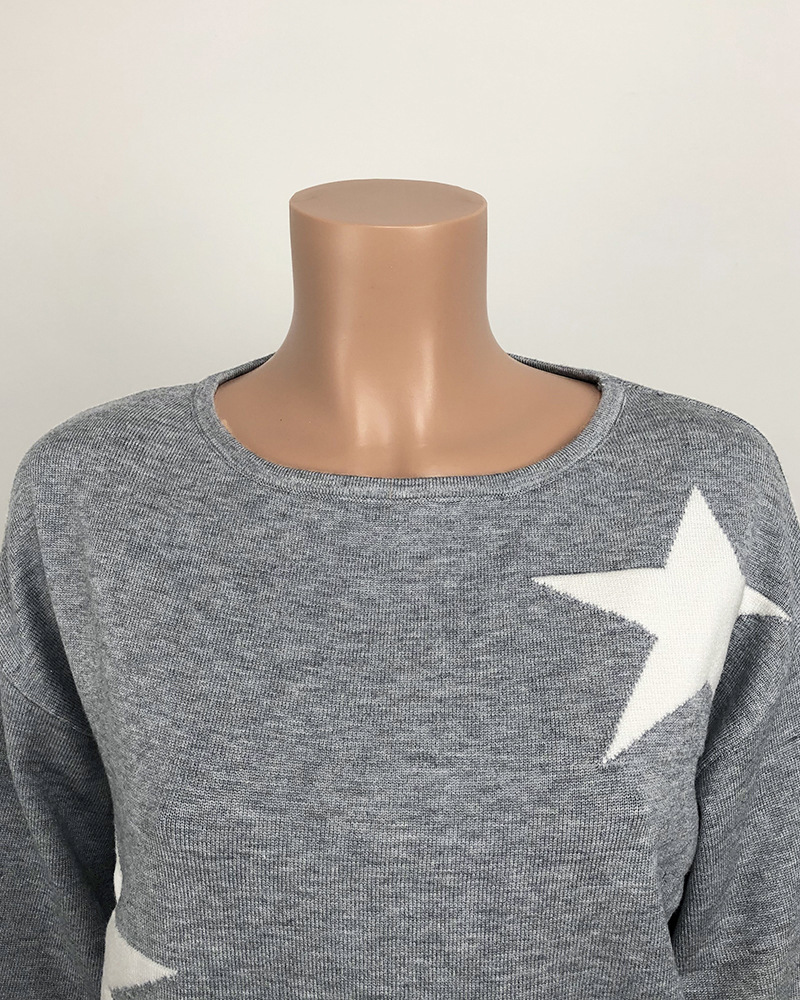 Title 6, Five-pointed Star Ladies Loose Pullover Sweater