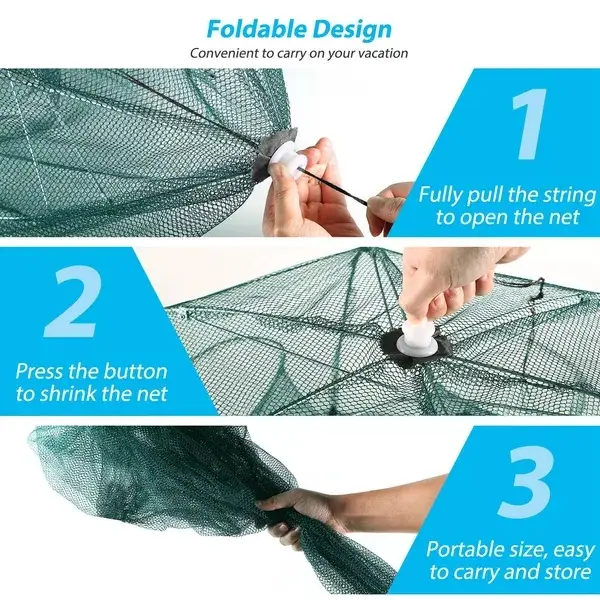 Fishing Trap Net Portable Folding Fish Bait Trap Shrimp No Crab Bait Net