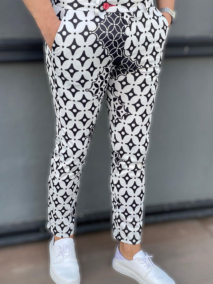 Title 10, Casual mode broek met herfstpatroon print, comf...