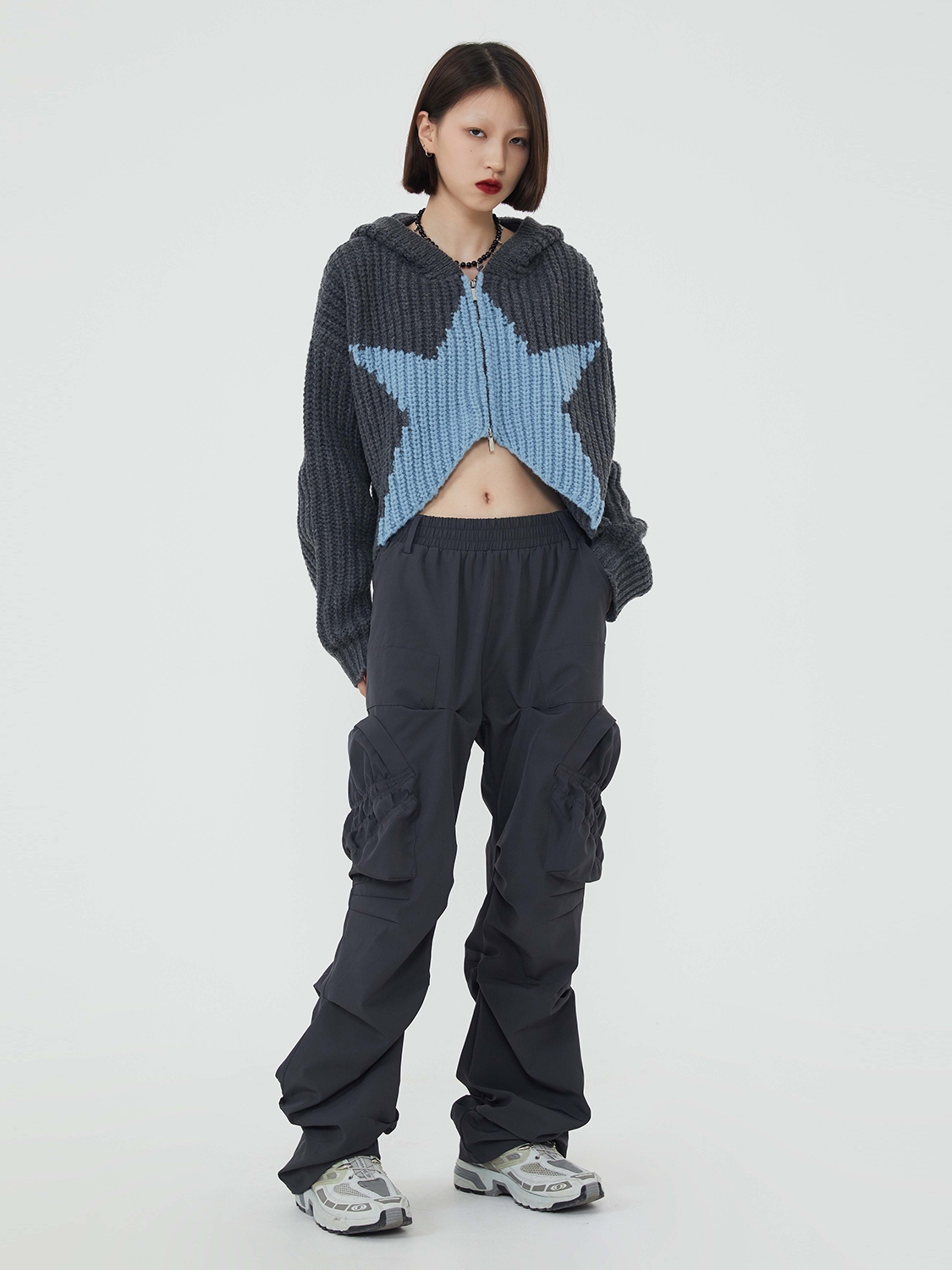 Women's Cardigan Sweater Hooded Loose Short