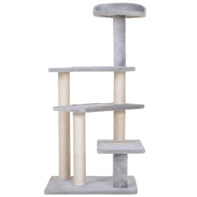 5-Level Revolving Stair Cat Tree Scratcher Climbing Activity Tower With Play Center And Resting Perch - Gray